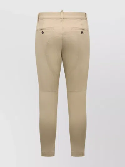 Dsquared2 Tailored Cotton Chino With Multiple Pockets In Neutral