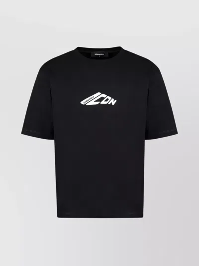 Dsquared2 Ribbed Crew-neck Loose Fit T-shirt In Black
