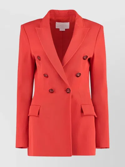 Genny Wool Blazer With Double-breasted Button Detailing In Red