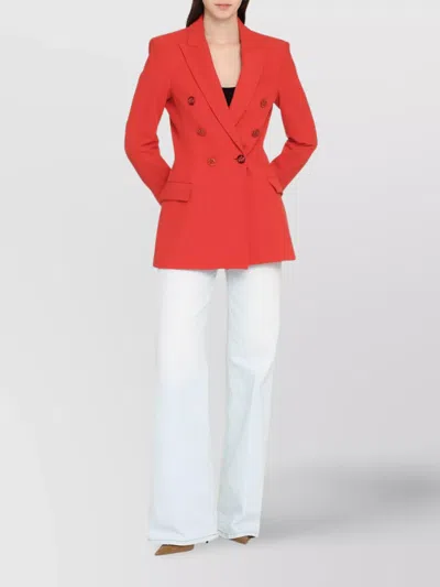 Genny Wool Blazer With Double-breasted Button Detailing In Red