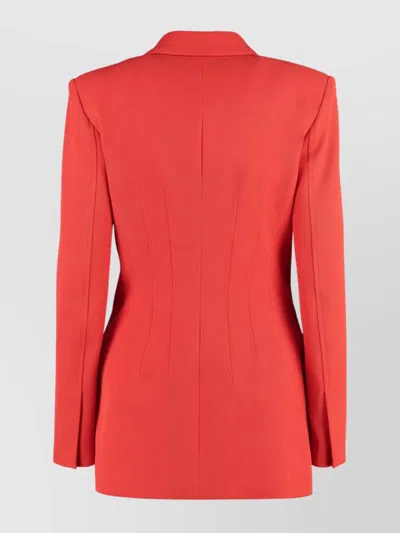 Genny Wool Blazer With Double-breasted Button Detailing In Red
