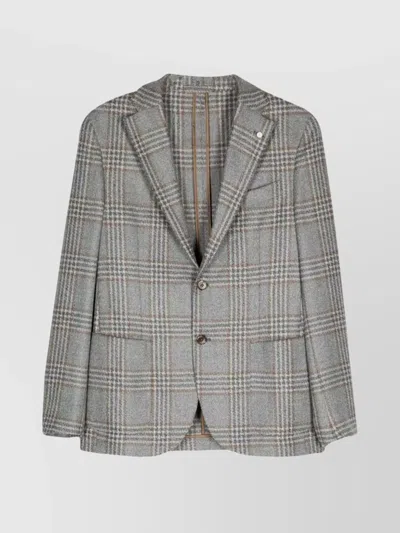 Luigi Bianchi Tartan Check Wool Blend Jacket In Gray
