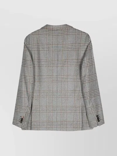 Luigi Bianchi Tartan Check Wool Blend Jacket In Gray