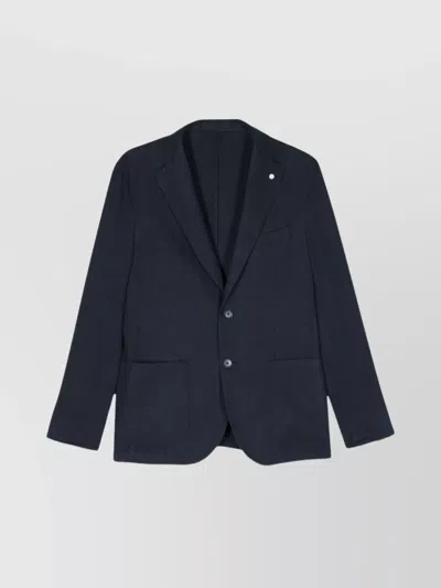 Luigi Bianchi Logo Jacket Featuring Herringbone Pattern In Blue