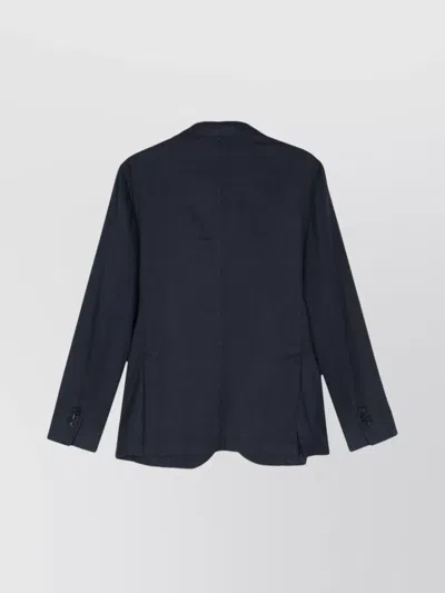 Luigi Bianchi Logo Jacket Featuring Herringbone Pattern In Blue