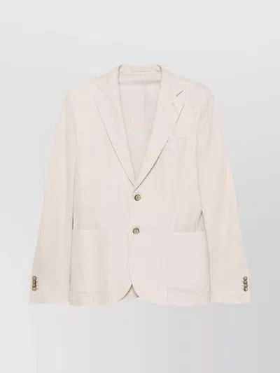 Luigi Bianchi Linen Jacket Buttoned-cuff Sleeves In Neutral
