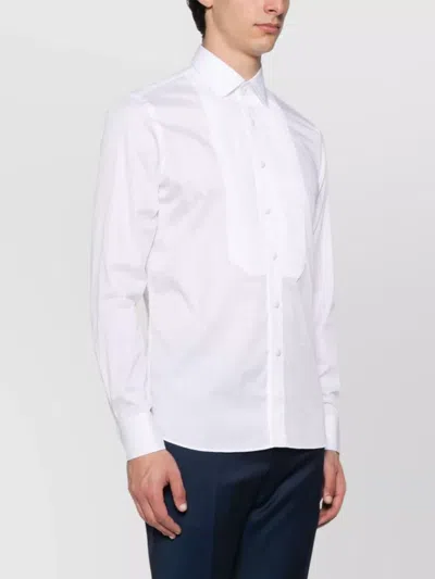 Tagliatore Tuxedo Shirt Featuring Pintuck Detailing In White