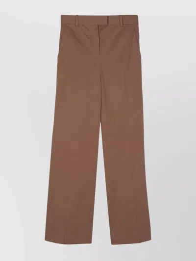 Circolo 1901 Pique Weave Cotton Blend Trousers With Dart Detailing In Brown