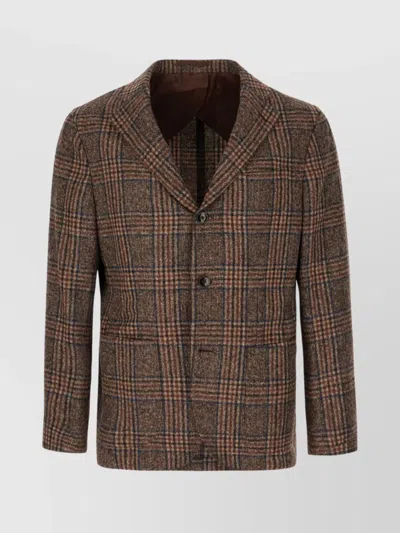 Barba Napoli Jacket Checked Pattern Front Pockets In Brown