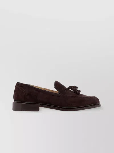 Tricker's Tassel Loafers In Luxurious Suede With Refined Detailing In Brown