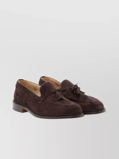 Tricker's Tassel Loafers In Luxurious Suede With Refined Detailing In Brown
