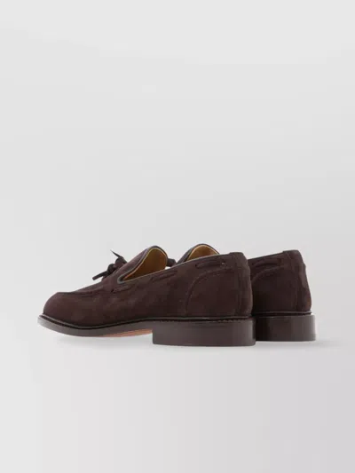 Tricker's Tassel Loafers In Luxurious Suede With Refined Detailing In Brown