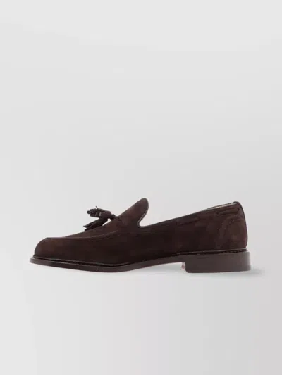 Tricker's Tassel Loafers In Luxurious Suede With Refined Detailing In Brown