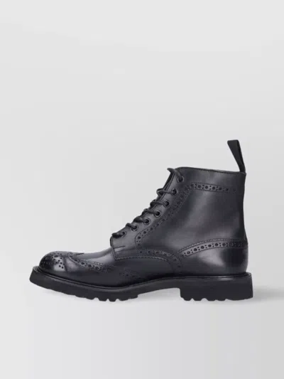 Tricker's Chunky Sole Ankle Boots With Brogue Detailing In Blue