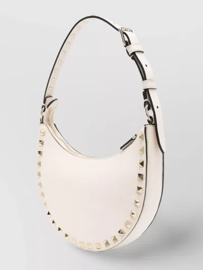 Valentino Garavani White Shoulder Bag With Adjustable Handle And Rockstud Embellishment In Leather W In White