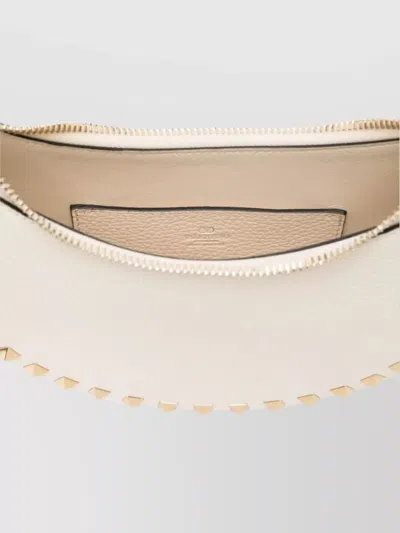 Valentino Garavani White Shoulder Bag With Adjustable Handle And Rockstud Embellishment In Leather W In White