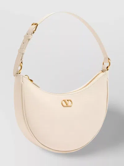 Valentino Small Hobo Bag Vlogo Signature Calf Leather In Neutral