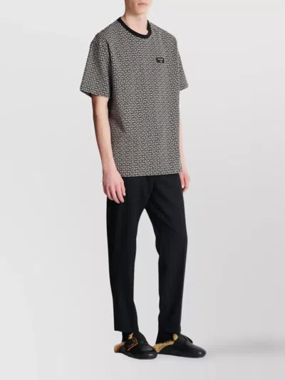Balmain Men Jacquard T-shirt With Pb Labyrinth Monogram In Multi