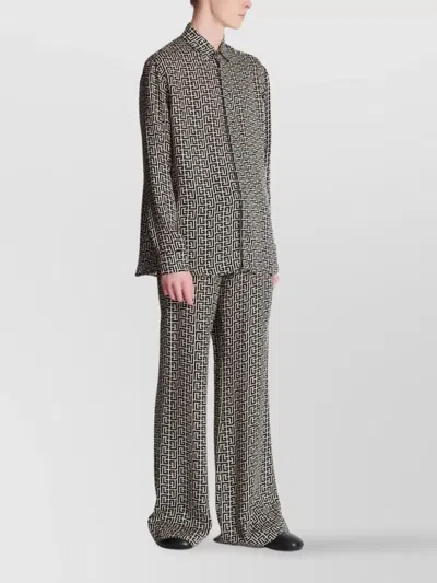 Balmain Geometric Pattern Long Sleeves Shirt In Brown