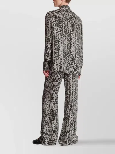 Balmain Geometric Pattern Long Sleeves Shirt In Brown