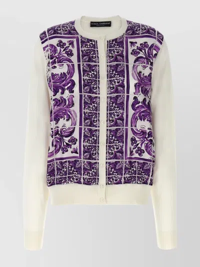 Dolce & Gabbana Women Maiolica Print Silk Cardigan In Multi