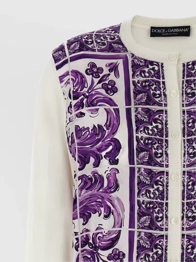 Dolce & Gabbana Women Maiolica Print Silk Cardigan In Multi
