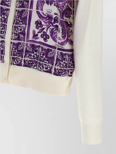 Dolce & Gabbana Women Maiolica Print Silk Cardigan In Multi