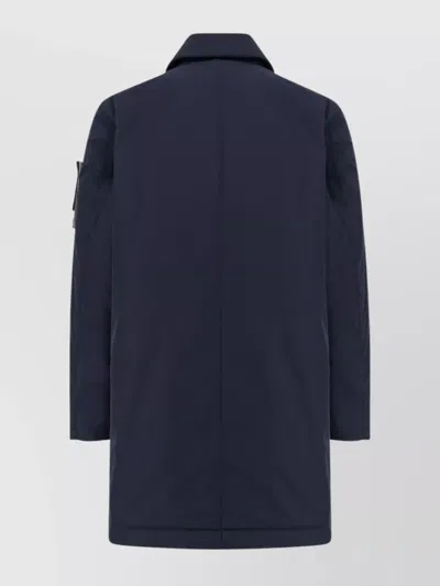 Stone Island Relaxed-fit Blue Coat With Button Closure And Signature Logo Patch In Blue
