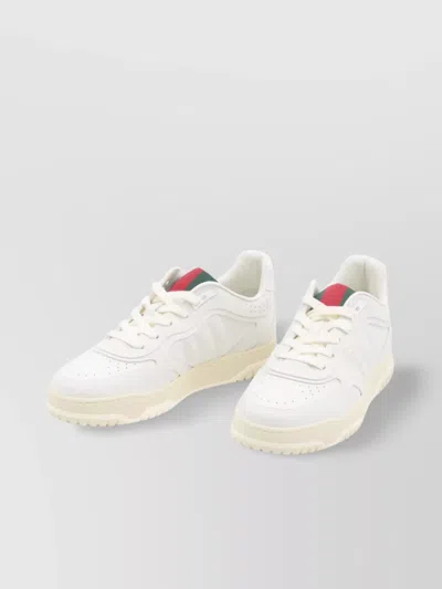 Gucci Men Re-web Leather Sneakers In White