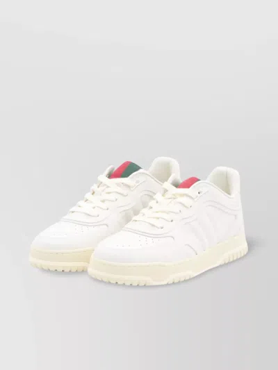 Gucci Men Re-web Leather Sneakers In White