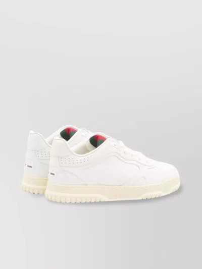 Gucci Men Re-web Leather Sneakers In White