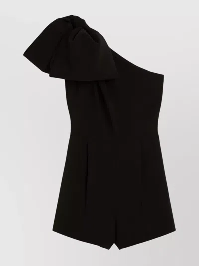 Max Mara One-shoulder Short Jumpsuit In Black Cady In Black
