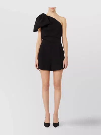Max Mara One-shoulder Short Jumpsuit In Black Cady In Black