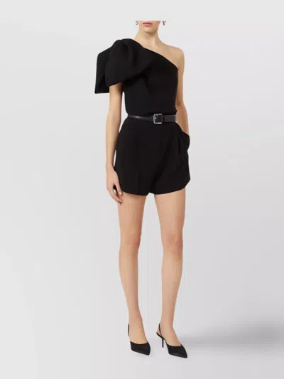 Max Mara One-shoulder Short Jumpsuit In Black Cady In Black