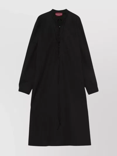 Gucci Mini Dress With Long Sleeves And Belted Waist In Black