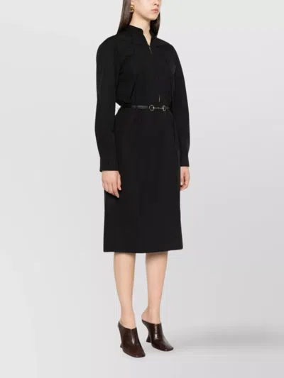 Gucci Mini Dress With Long Sleeves And Belted Waist In Black