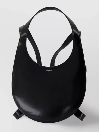 Coperni Swipe Glossy Finish Backpack With Adjustable Strap In Black