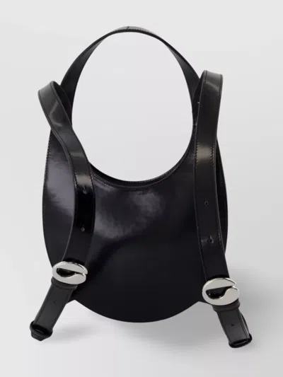 Coperni Swipe Glossy Finish Backpack With Adjustable Strap In Black