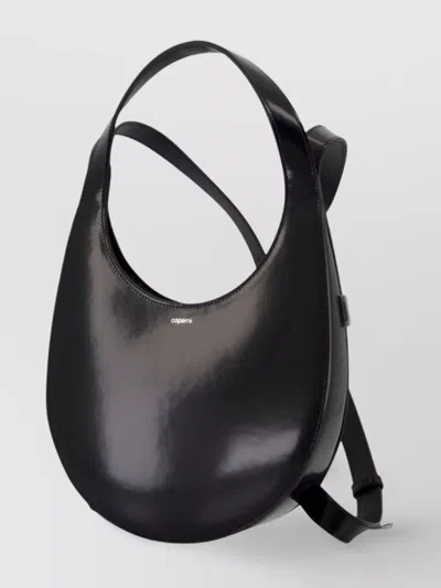 Coperni Swipe Glossy Finish Backpack With Adjustable Strap In Black