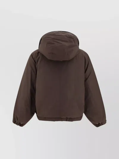 Brunello Cucinelli Green Jacket With Fixed Hood With Snap Buttons In Brown