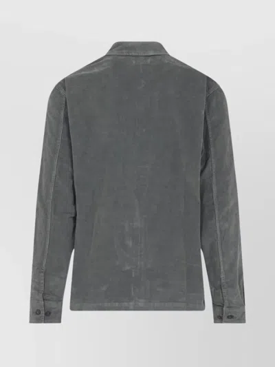 C.p. Company Structured Grey Jacket With Button-up Front And Signature Lens Detail In Gray