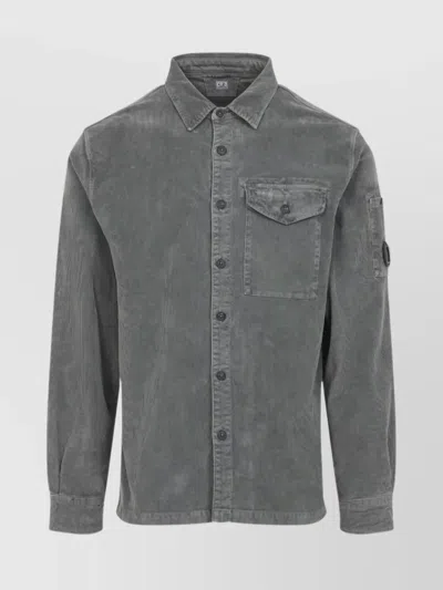 C.p. Company Structured Grey Jacket With Button-up Front And Signature Lens Detail In Gray