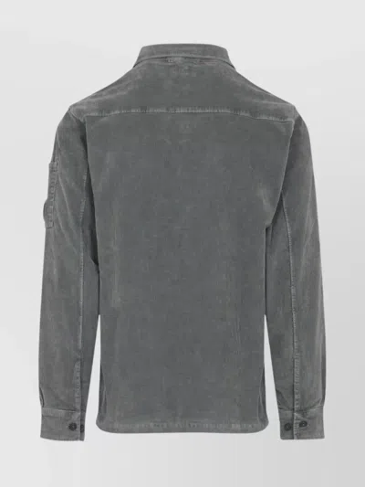 C.p. Company Structured Grey Jacket With Button-up Front And Signature Lens Detail In Gray
