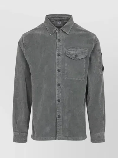C.p. Company Structured Grey Jacket With Button-up Front And Signature Lens Detail In Gray