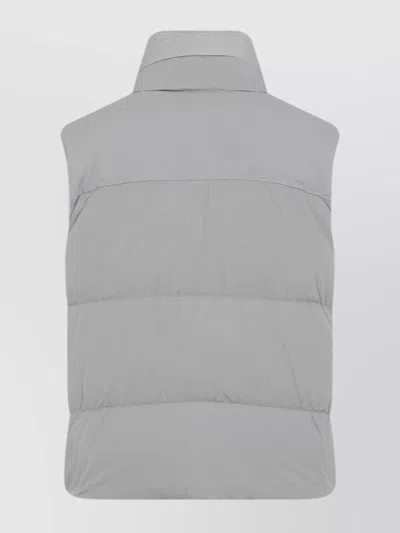 C.p. Company Padded Grey Vest With High Stand Collar And Snap-button Placket In Gray