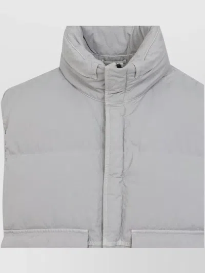 C.p. Company Padded Grey Vest With High Stand Collar And Snap-button Placket In Gray