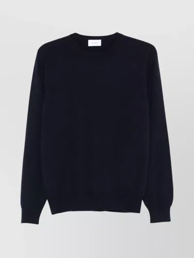 Malo Crew Neck Wool Sweater With Long Sleeves In Blue
