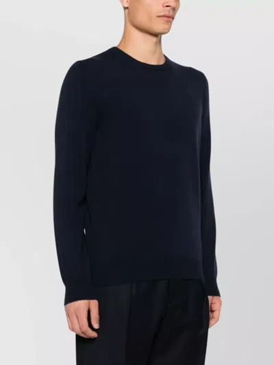 Malo Crew Neck Wool Sweater With Long Sleeves In Blue