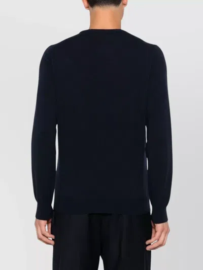 Malo Crew Neck Wool Sweater With Long Sleeves In Blue