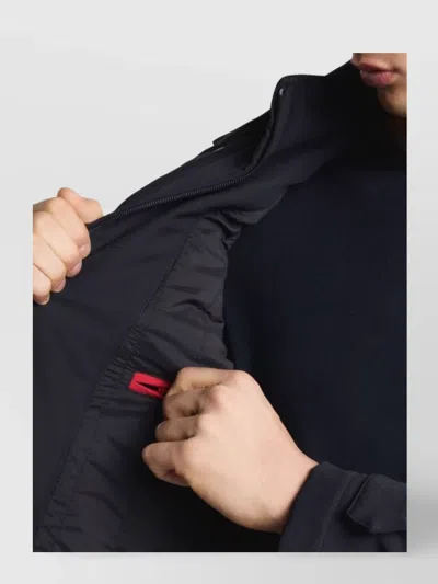 Fay Long Coat Jersey Hood Pockets In Blue